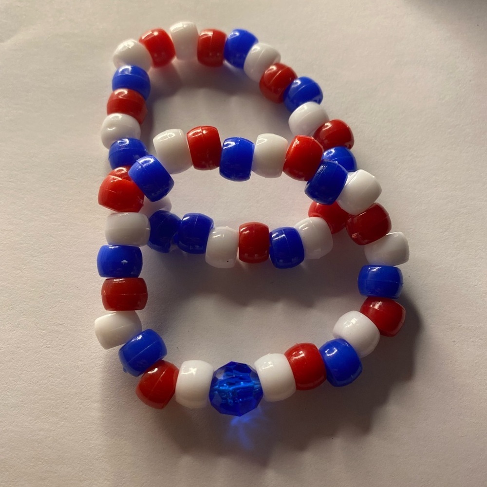 Red, White, and Blue Beaded Kids Bracelet